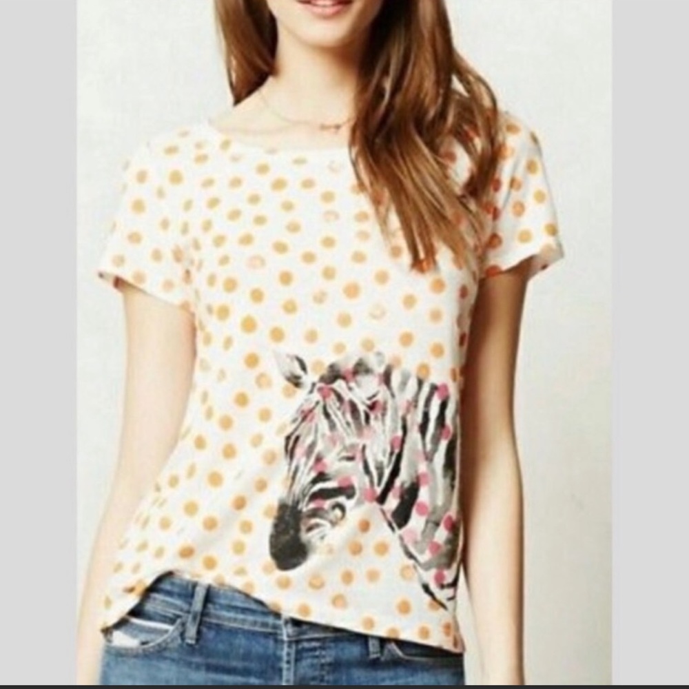 Anthropology top with zebra and polka dots